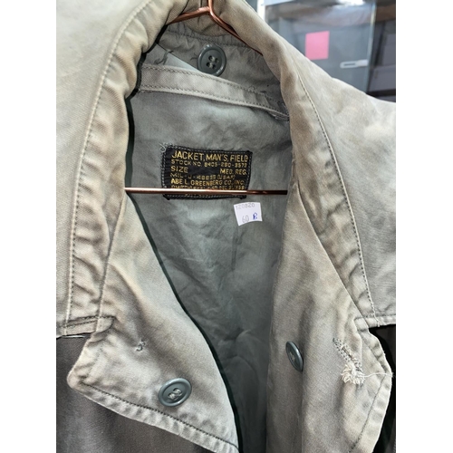 60B - A USAF 1955 military field jacket Abe L Greenberg Co Inc Sig Regt; a military jacket with cloth bar ... 