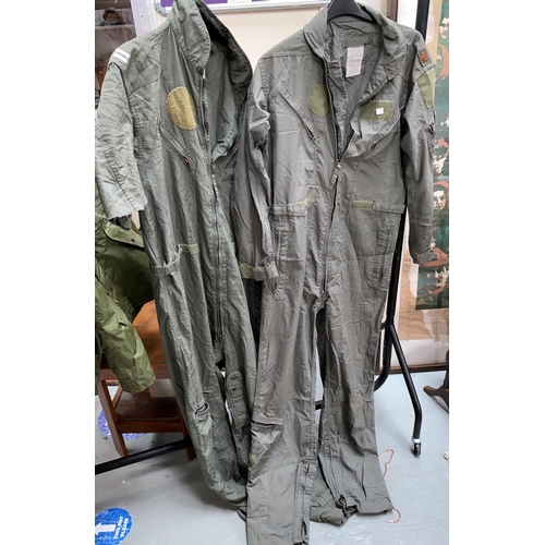 60G - Two American military coveralls, patches removed, one with seven double bar to shoulder (one arm cut... 