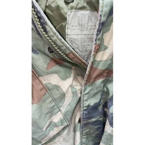 60P - A camouflage jacket; a military jacket with army patches and another
Chest 37-41 Medium/Short