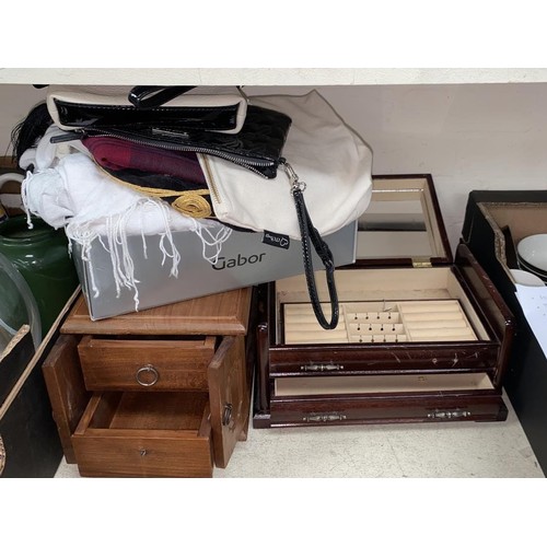 10 - Two jewellery boxes; a smoking hat; purses; etc.