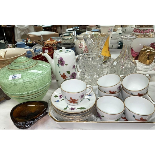 208 - A Royal Worcester Astley tea set, 12 pieces and a dish; a selection of cut and coloured glassware