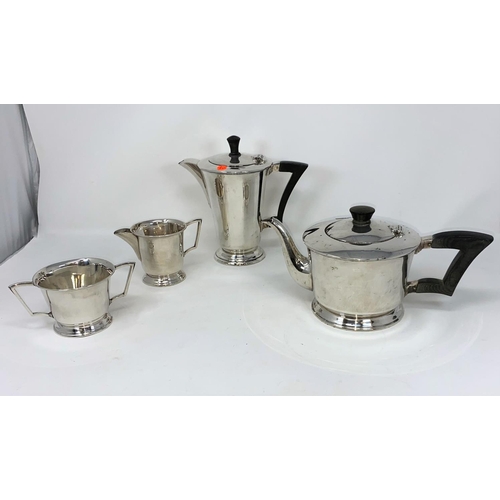 264 - An Art Deco 4 piece silver tea set of circular tapering form on raised foot
Sh 1938 & 1950, 36 oz