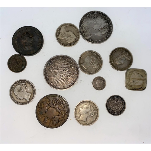 280 - A small selection of coinage, Georgian, Victorian and later and some foreign coins