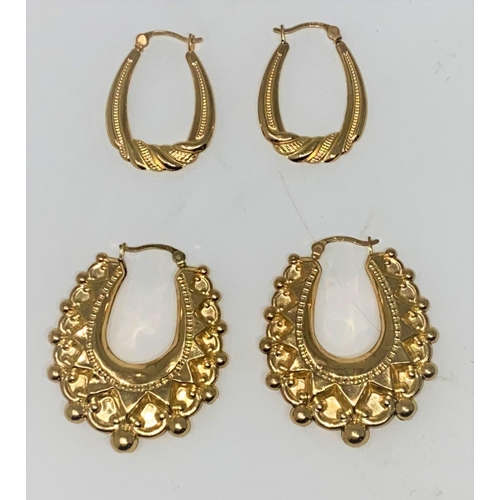 299 - Two pairs of 9 carat hallmarked gold earrings, 5.2 gm