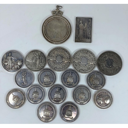 327 - 17 Victorian / Edwardian hallmarked silver medallions awarded to members of the Wright family circa ... 