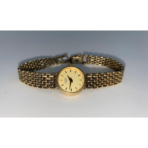 339 - A ladies Rotary wristwatch, 9 carat hallmarked gold, on 9 carat mesh strap, 22.9 gm gross