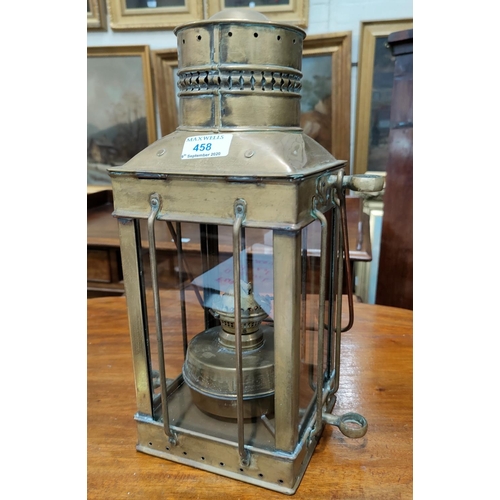 458 - A 'Davey & Co' square brass lantern
