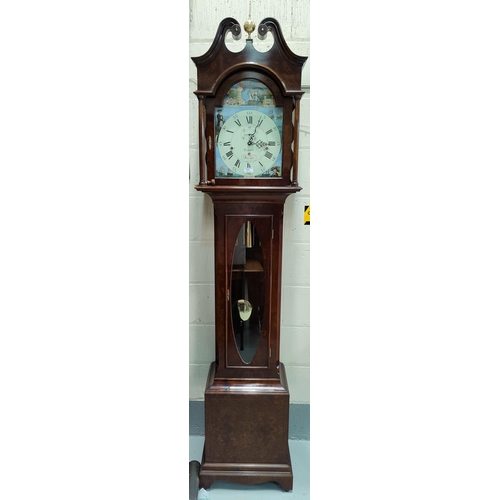 521 - An early 19th century style mahogany long case clock 
commemorating Nelson/Trafalgar by Comitti     ... 