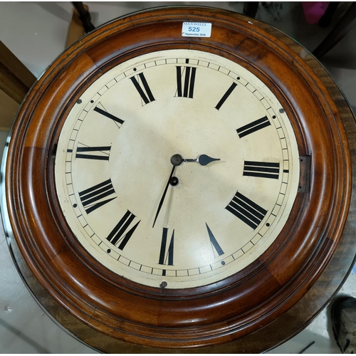 525 - A Victorian mahogany cased school clock with circular dial, single train fusee movement (no pendulum... 