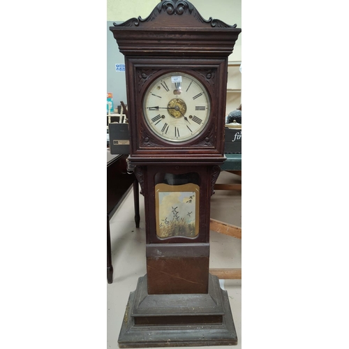 527 - An International Time Recording Co London clock made in the USA, in unusual carved wooden case heigh... 