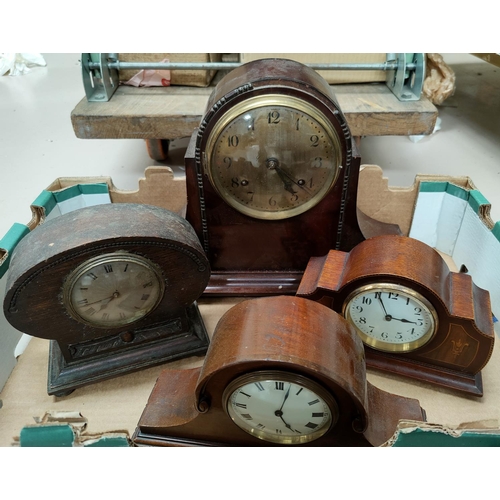 532 - Four various mahogany mantel clocks