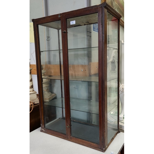 553 - A 19th century shop table top display cabinet, all sides glazed with double doors, height 91cm, widt... 