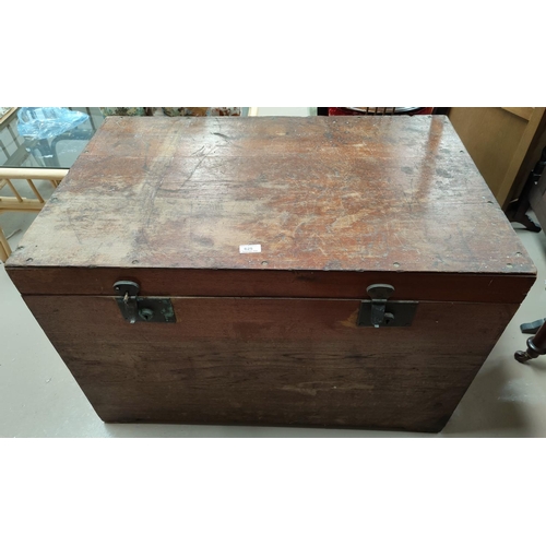 625 - A large Teak wooden trunk and a mahogany bedroom chair