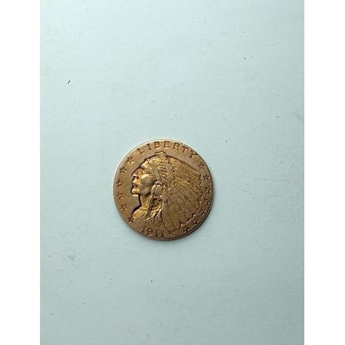 280A - A gold coin American quarter eagle 1911