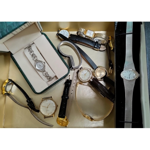 345 - A collection of ladies wristwatches including a marcasite set cocktail watch by Limit; a gent's vint... 
