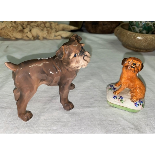 195a - 2 china dogs 'Dahl Jensen Denmark and Brussels Griffon standing 107cm and Griffon Bruxellois by Basi... 