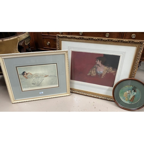 468 - After Russell Flint, limited edition print 629/850, lady reclining, another similar, a print of 2 gi... 