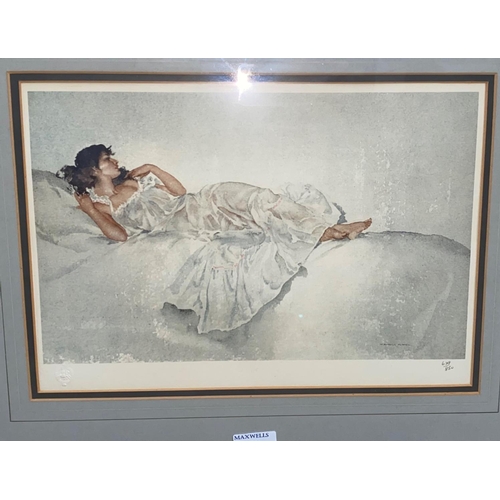 468 - After Russell Flint, limited edition print 629/850, lady reclining, another similar, a print of 2 gi... 