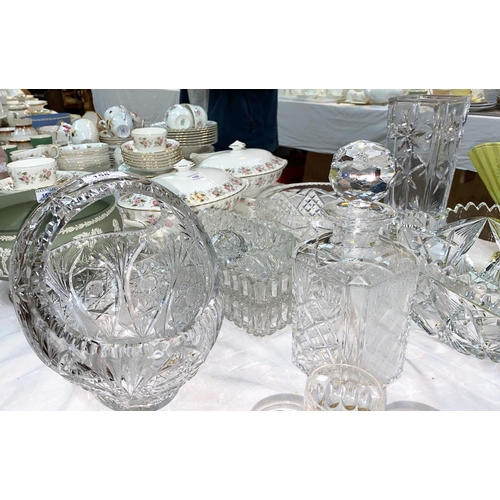 158 - A selection of cut glass vases, baskets etc.