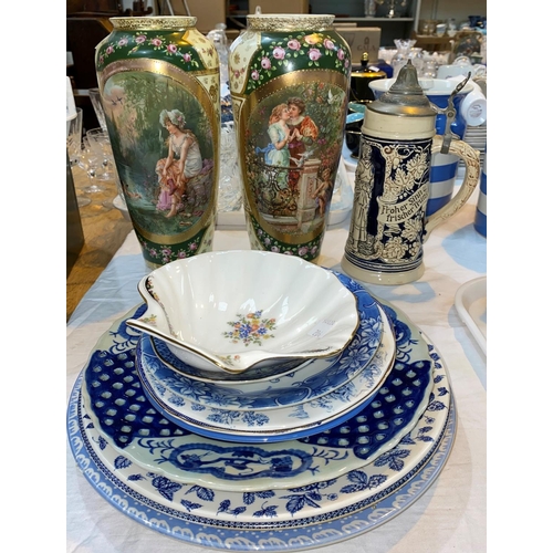 206 - A pair of Vienna porcelain vases and a selection of blue & white pottery