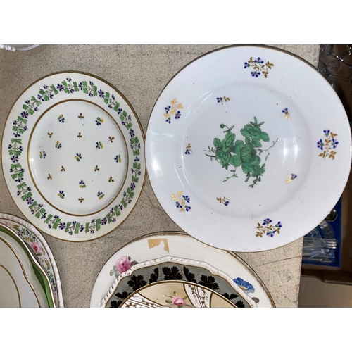 256 - Derby porcelain 1th century:  a floral plate; other red crown mark dishes, including 2 Bloor Derby e... 