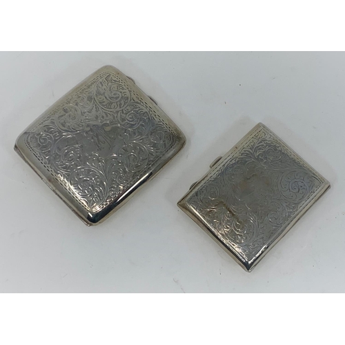 316 - Two hallmarked silver cigarette cases with chased decoration, Birmingham 1926 and 1942, 5.2oz
