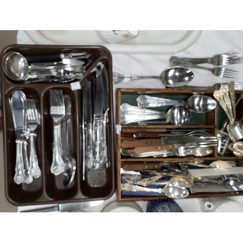 342 - A stainless steel canteen of King's pattern cutlery by Viner's; other cutlery