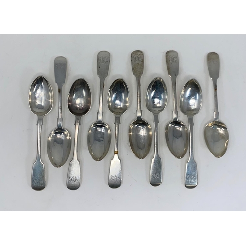 415 - A set of ten Victorian hallmarked silver teaspoons. Exeter 1880 (6.1oz) Makers mark: James & Josiah ... 