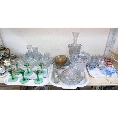 272 - A selection of various cut glass; A set of 6 green twisted stem Coupe glasses etc.