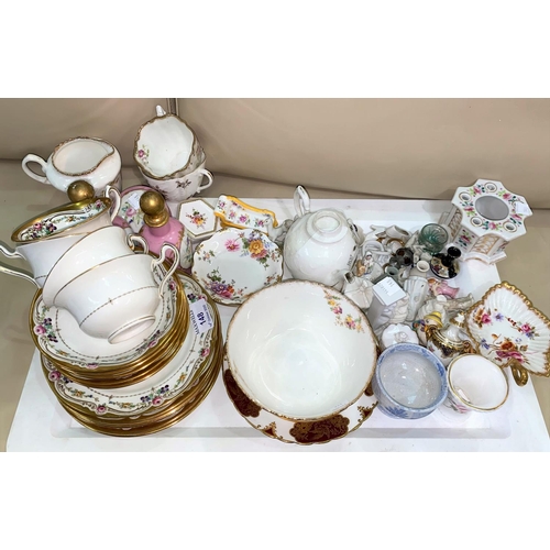 148 - A gilt and floral bordered part tea service 16 pieces, and a selection of miniature china and trinke... 