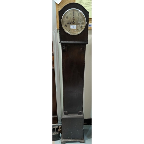 533 - A 1950's chiming oak grandmother clock height 128cm