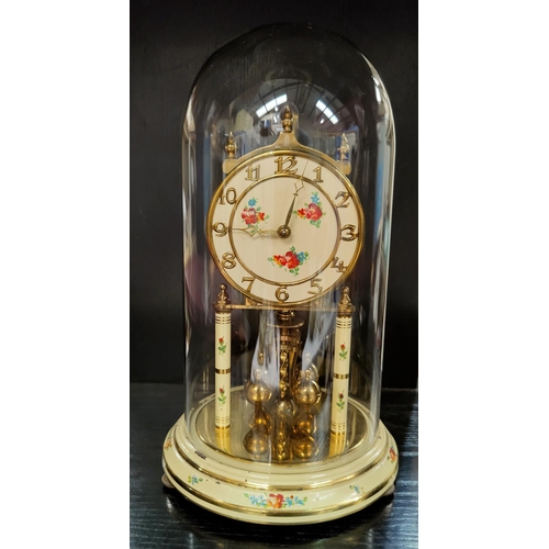 95A - A German Kunda 400 day clock under glass dome