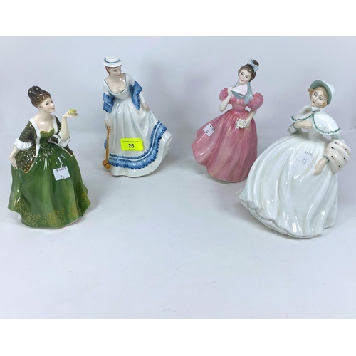 26 - 4 Royal Doulton figures - Summertime HN3137; Jessica HN3169; Camellia HN2222; Fleur HN2368