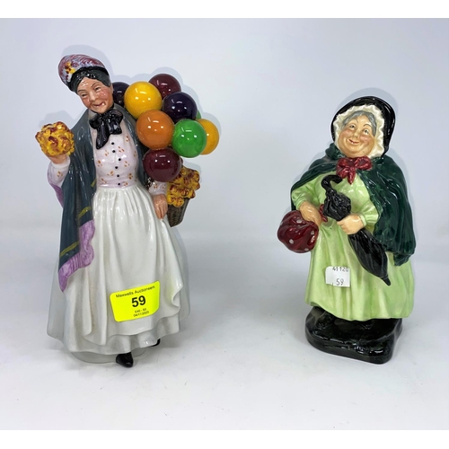 59 - 2 Royal Doulton figures - Sairey Gamp HN2100; Biddy Penny Farthing HN1843