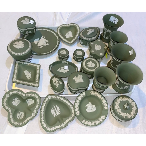 262 - A selection of Wedgwood green jasperware, 22 pieces approx