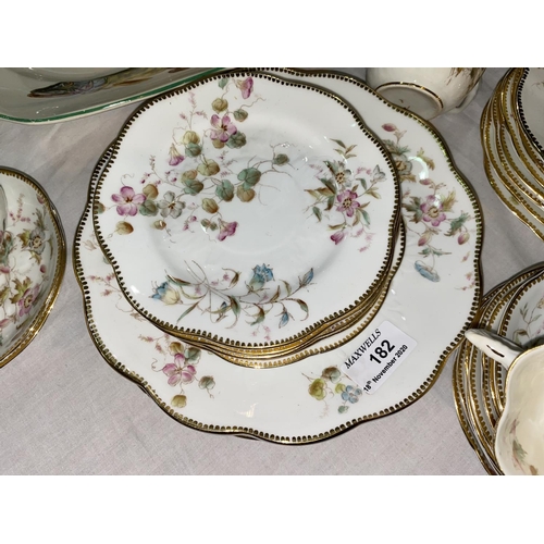 182 - A Victorian floral and gilt part tea service, 28 pieces approx; a 1930's 9 piece fish service; teawa... 