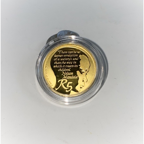 348 - Nelson Mandela, one tenth oz, commemorative coin, 2013, cased