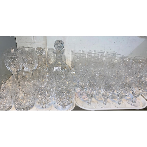 187 - A large part suite of Royal Doulton Georgian glasses, including decanters, Champagne glasses etc