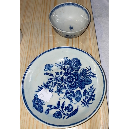 247 - An 18th century Worcester saucer; other antique china