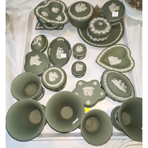 262 - A selection of Wedgwood green jasperware, 22 pieces approx