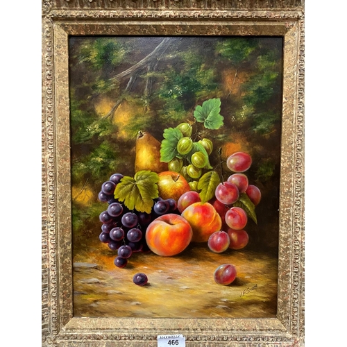 466 - J F Smith:  Still life of fruit, oil on board, signed, framed
39 x 28.5cm