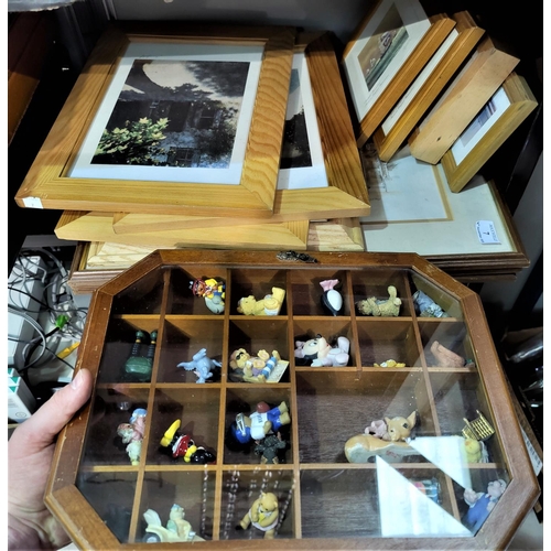 7 - A selection of signed prints; other pictures; toy animals in display cases