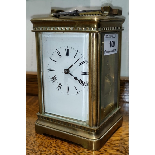 100 - A brass carriage clock