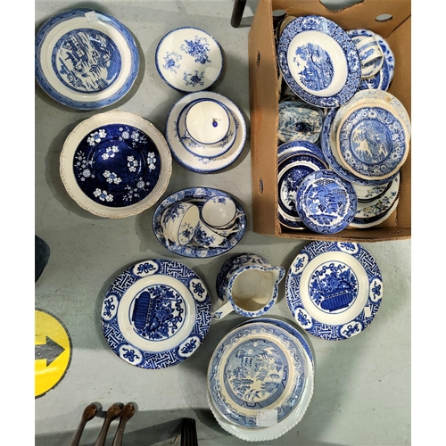 42 - A selection of 19th century and later blue & white china