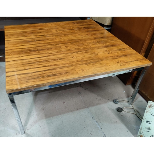 482a - A 1960's / 70's square top rosewood effect laminate coffee table on chrome frame base, 92cm