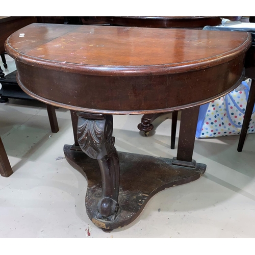 530 - A late Victorian mahogany D shaped hall table, 89 cm