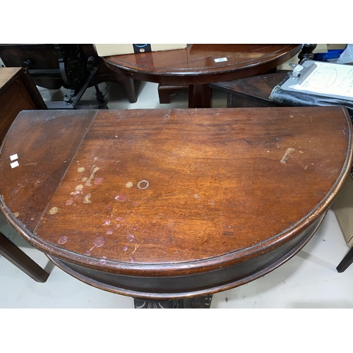 530 - A late Victorian mahogany D shaped hall table, 89 cm