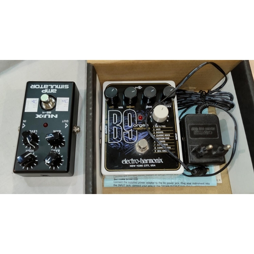 11A - An ELECTRO-HARMONIX B9 Organ Machine effects pedal, boxed with poser supply, a NUX as-4 amp simulato... 