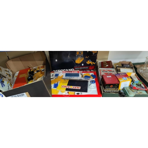 38 - Two boxes of late 20th century Meccano; a selection of other toys; games; etc.