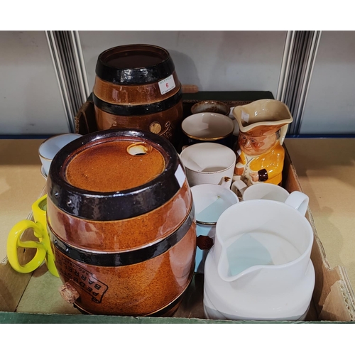 6 - 2 19th Century Doulton Lambeth pottery barrels; a selection of commemorative mugs & a large selectio... 